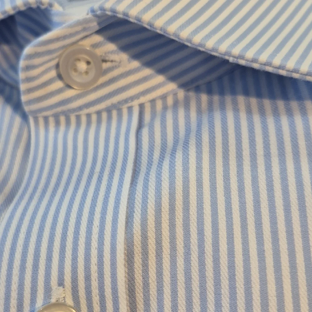 T.M.Lewin Men's Light Blue Pinstripe Dress Shirt - Picture 12 of 16